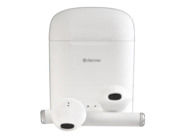 DENVER TWE-46 - True wireless-hodetelefoner med mikrofon - ørepropp - Bluetooth - hvit