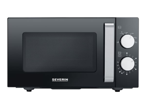 Severin MW 7761, Pöytämalli, Solo-mikroaaltouuni, 20 L, 800 W, Rotaatio, musta, Ruostumaton teräs