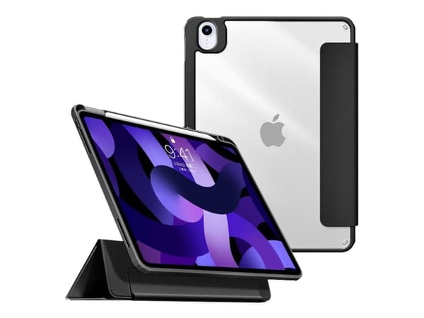 eSTUFF Boston - Lommebok for nettbrett - polyuretan, polykarbonat, termoplast-polyuretan (TPU) - svart, blank - for Apple 10.9-inch iPad Air (4. ge...
