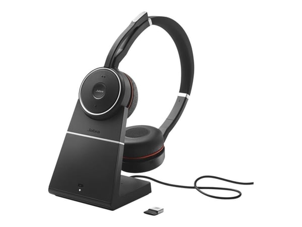 Jabra Evolve 75 SE UC Stereo - Hodesett - on-ear - Bluetooth - trådløs - aktiv støydemping - USB - med ladestativ - Zoom Certified - for LINK 380a MS