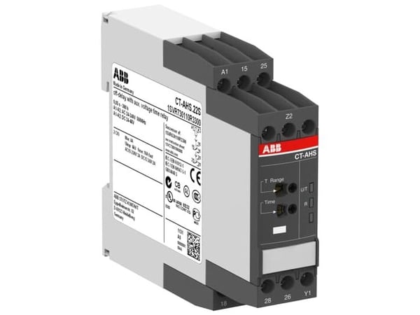 ABB aikarele, OFF-viive, 2 vaihtokoskettimen kytkentä, 24-48VDC, 24-240VAC, 0.05 sek - 300 tuntia