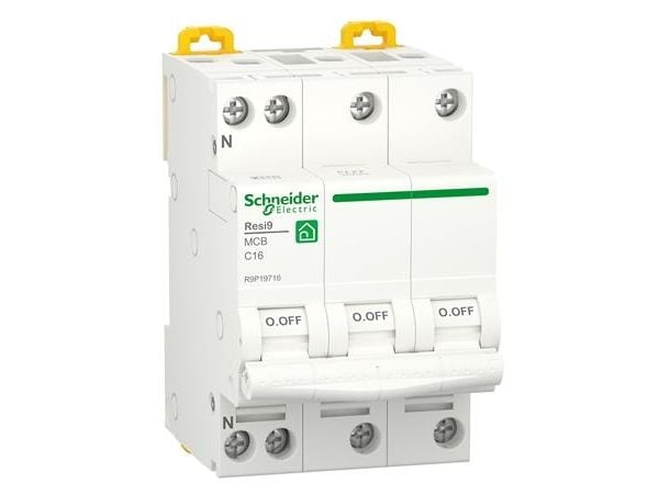 SCHNEIDER ELECTRIC Resi9 XP MCB/automatsikring 3PN C-karakteristik 16A 6kA 54mm