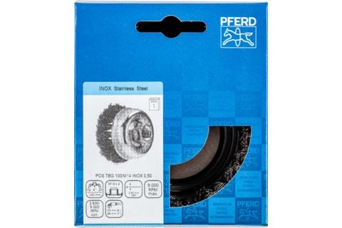 PFERD 43308035, Kopp stålbørste, 10 cm, 9000 RPM, 1 stykker