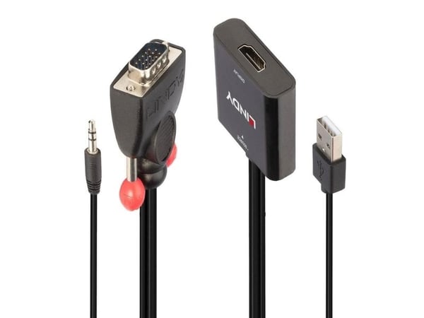 Lindy 38284, VGA (D-Sub) + 3.5mm, HDMI + USB, Hankjønn, Hunkjønn, Rett, Rett