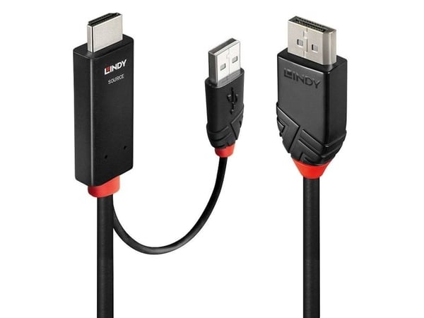 Lindy 41500, 3 m, HDMI + USB Type-A, DisplayPort, Uros, Uros, Suora