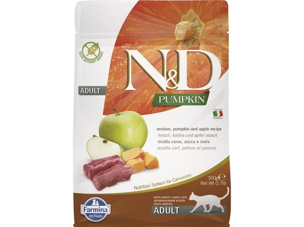 FARMINA N&amp;D Pumpkin Cat Venison and Apple Adult - kuivaruoka kissanpennuille - 300 g