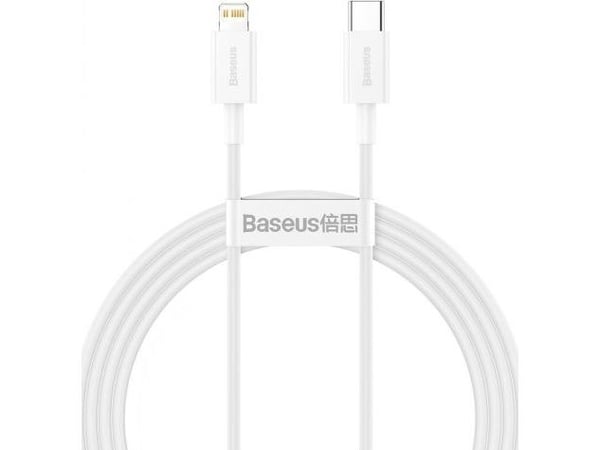 Baseus Superior USB-C til Lightning-kabel 20 W PD 2 m - hvit