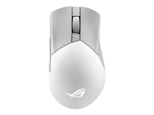 ASUS ROG Gladius III Wireless AimPoint - Mus - høyrehendt - optisk - 6 knapper - trådløs, kablet - 2.4 GHz, USB, Bluetooth 5.1 LE - månelyshvit
