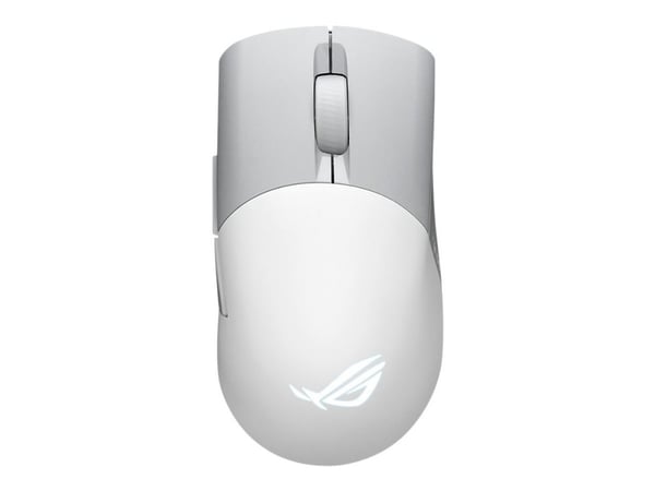 ASUS ROG Keris Wireless AimPoint - Mus - høyrehendt - optisk - 5 knapper - trådløs, kablet - 2.4 GHz, USB 2.0, Bluetooth 5.1 LE - månelyshvit