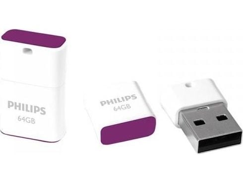 Philips FM64FD85B/00, 64 GB, USB Type-A, 2.0, Med lokk, Lilla, Hvit