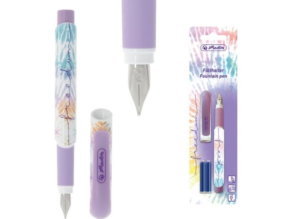 Herlitz New Batik Freedom, Lilla, Hvit, Fyllesystem med patron, Blå, Ambidekstriøs, 1 stykker