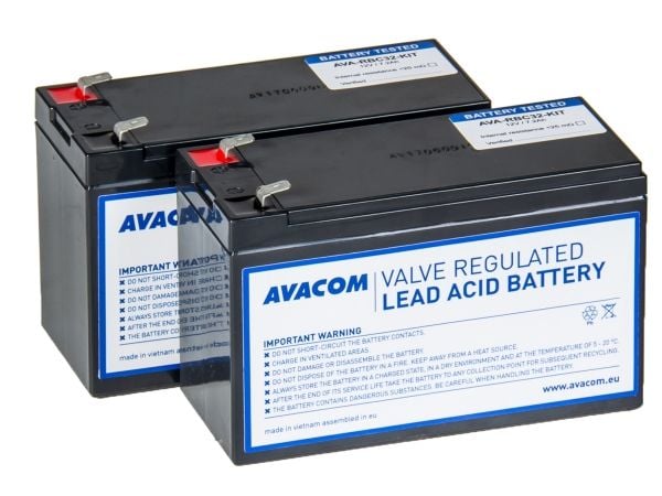 AVACOM AVA-RBC32-KIT, Forseglet blysyre (VRLA), 2 stykker, Sort, Vietnam, APC RBC32, 4,8 kg