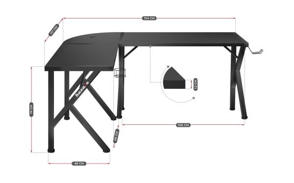 Huzaro Hero 6.3 Gaming Desk, svart +DOVANA Huzaro set (slagskiva och tillbehör)