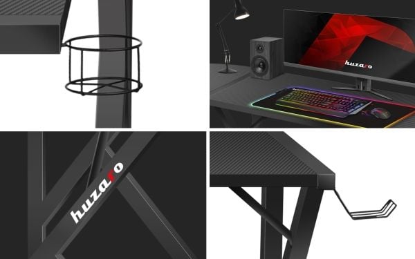 Huzaro Hero 6.3 Gaming Desk, svart +DOVANA Huzaro set (slagskiva och tillbehör)