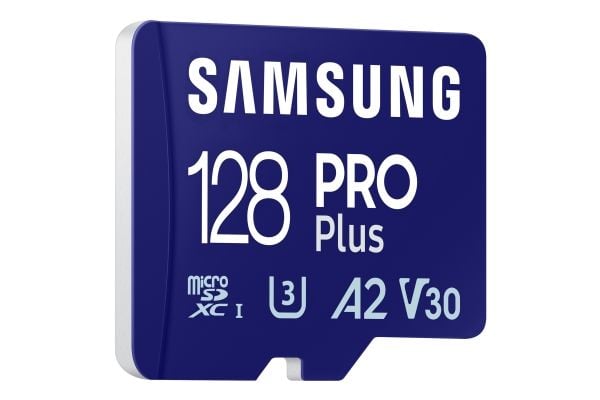Samsung PRO Plus MB-MD128SB - Flashminnekort - 128 GB - A2 / Video Class V30 / UHS-I U3 / Class10 - microSDXC UHS-I - blå