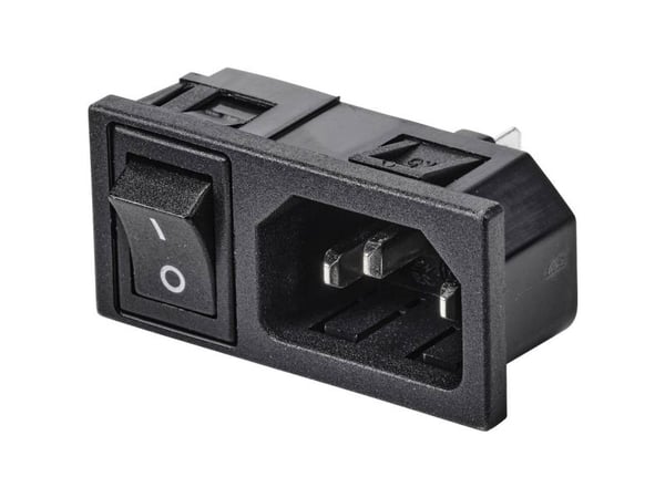 TRU COMPONENTS TC-10088392 IEC-pistoke Pistorasia, uppoasennettava pystysuora Nappien kokonaismäärä: 2 10 A Musta 1 kpl