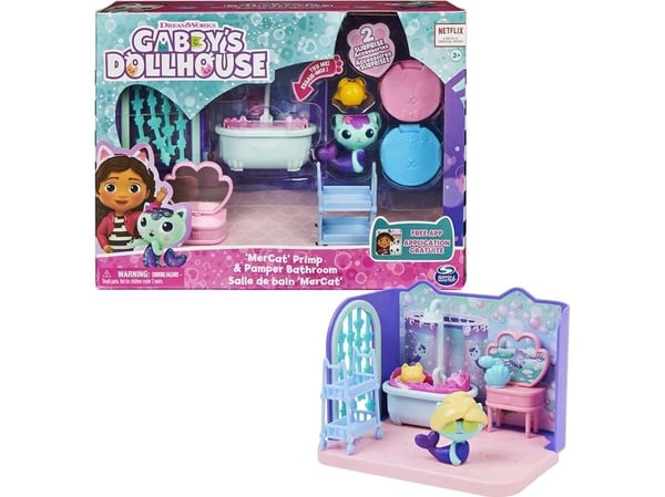 Gabbys Dollhouse Deluxe Room Bathroom, Fig. (with a seakill figure)