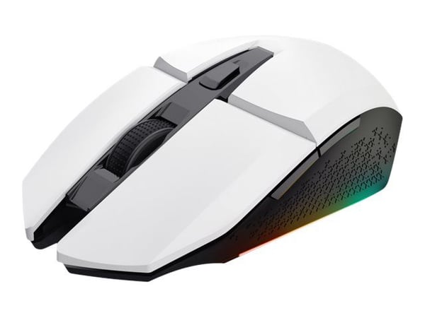 Trust GXT 110 FELOX - Mus - illuminated, gaming - 6 knapper - trådløs - hvit