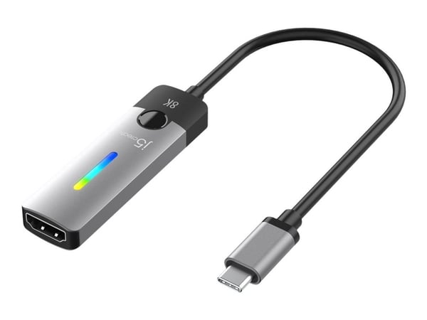 j5create JCA157 - Videokort - USB-C hane till HDMI hona - 10 cm - skärmad - rymdgrå/svart - 4K144 Hz (3840 x 2160) stöd, 8K60 Hz (7680 x 4320) stöd