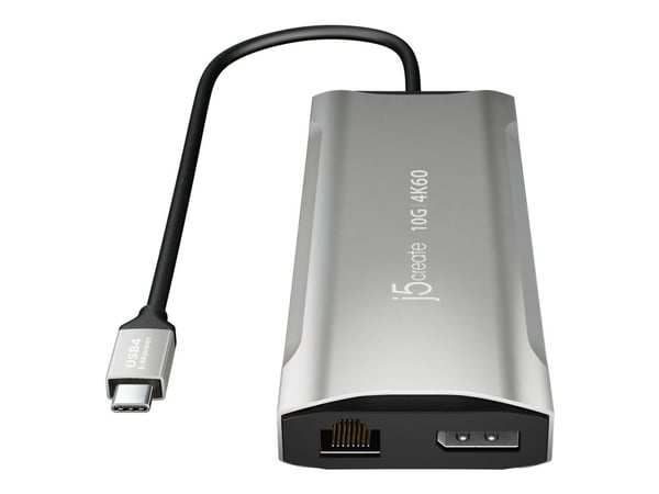 j5create JCD397-N - Mini-dockningsenhet - USB-C / USB4 / Thunderbolt 3 / Thunderbolt 4 - 2 x HDMI, DP - 1GbE