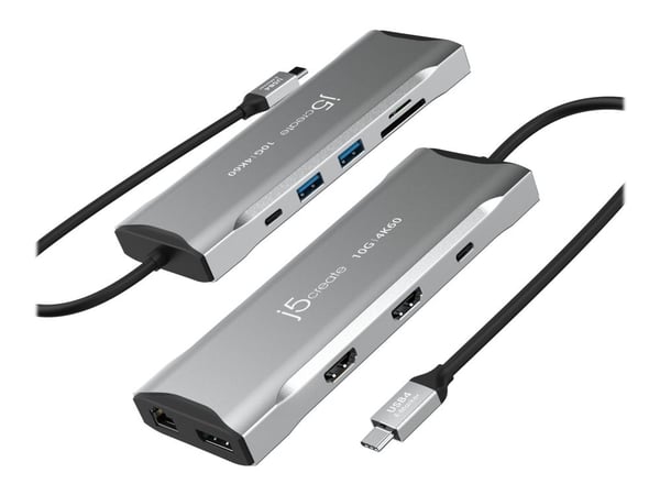 j5create JCD397-N - Mini-dockningsenhet - USB-C / USB4 / Thunderbolt 3 / Thunderbolt 4 - 2 x HDMI, DP - 1GbE