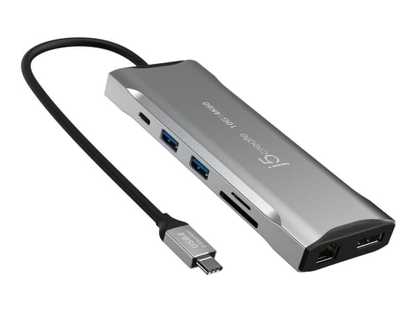 j5create JCD397-N - Mini-dockningsenhet - USB-C / USB4 / Thunderbolt 3 / Thunderbolt 4 - 2 x HDMI, DP - 1GbE
