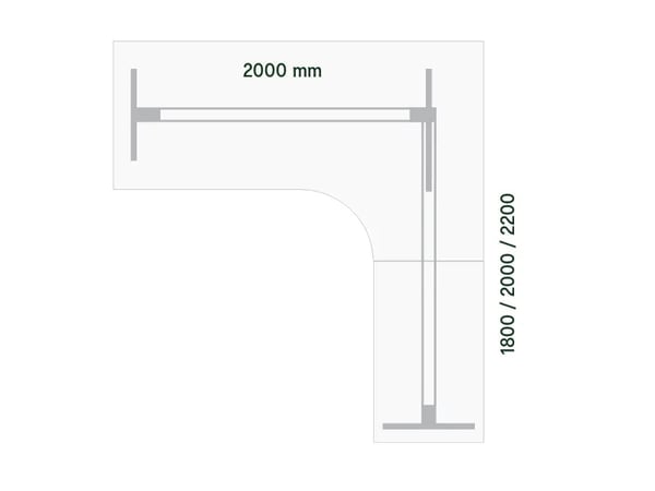 Höj- och sänkbord DNA vit 2000x2000 mm höger 3-bens/vit