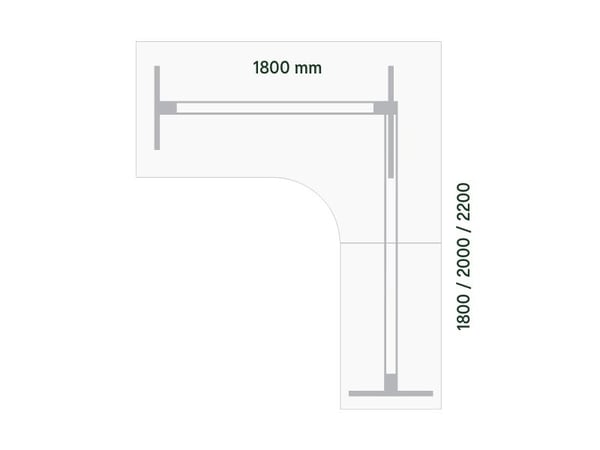 Hæve-sænkebord DNA, Birk 1800x2000 mm Højre 3-ben/Hvid