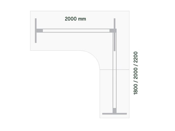 Hæve-sænkebord DNA, Birk 2000x1800 mm Højre 3-ben/Sort