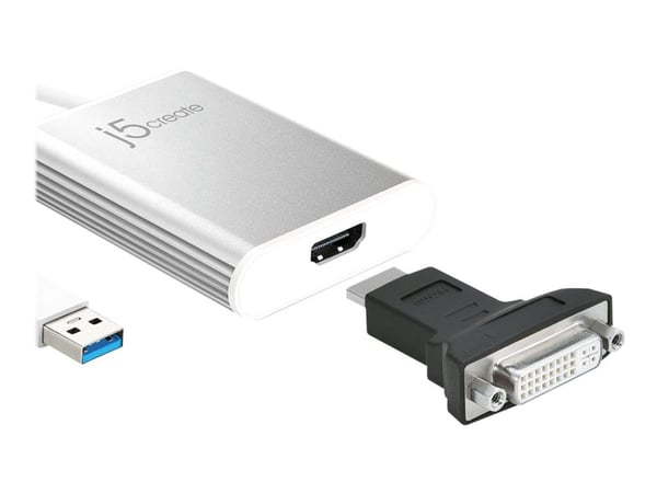 j5create JUA354 - Video adapter - USB hann til HDMI hunn - 8 cm - sølv - 4K-støtte