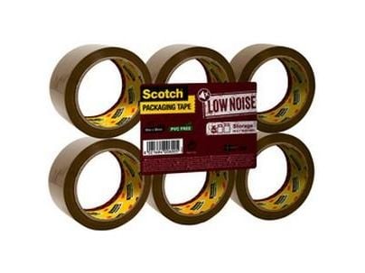 3M Scotch pakkausteippi 309, PP, 50 mm x 66 m, ruskea, hiljainen, akryylidispersioliima, - 6 kpl (S5066B6)