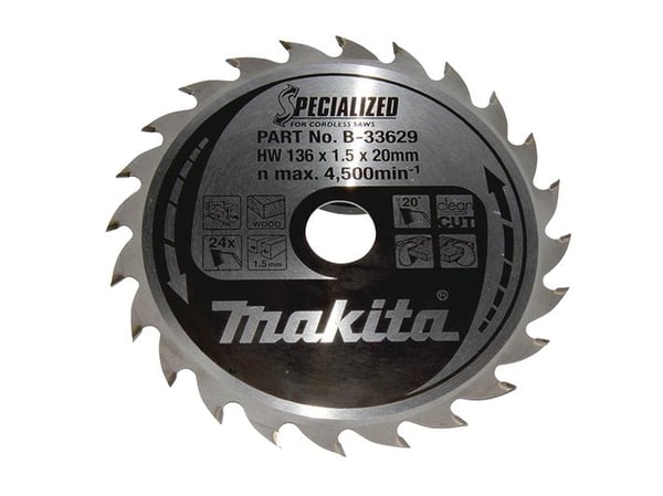 Makita Specialized - Sirkelformet sagblad - for tre - 136 mm - 24 tenner