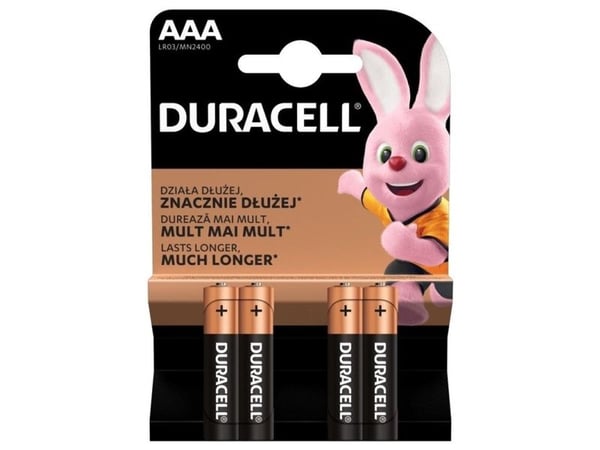 Duracell AAA/LR03, Alkaline Basic MN2400, 4 stk.