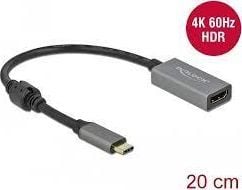 Delock - Video adapter - USB-C hann til HDMI hunn - 20 cm - grå, svart - aktiv