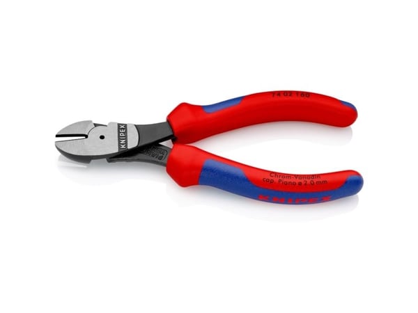 Knipex 74 02 160, Diagonal tang, 2 mm, Stål, Plast, Blå, Rød, 57 mm