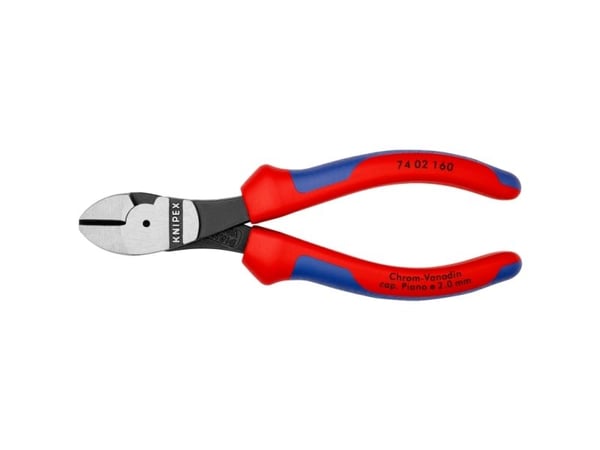 Knipex 74 02 160, Diagonal tang, 2 mm, Stål, Plast, Blå, Rød, 57 mm