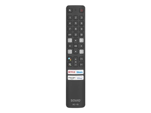 Savio RC-15 universal remote control/replacement for TCL SMART TV, TV, IR Kabelfri, Trykknapper, Sort