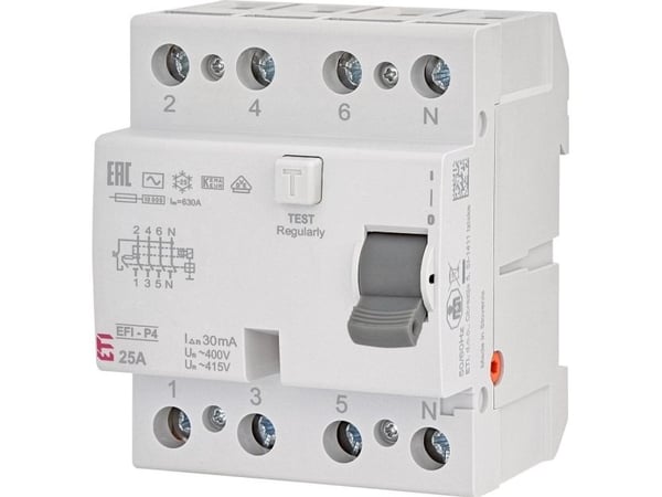 Eti-Polam Residual current circuit breaker 4P 25A 0.03A EFI-P4 AC 25/0.03 002061611