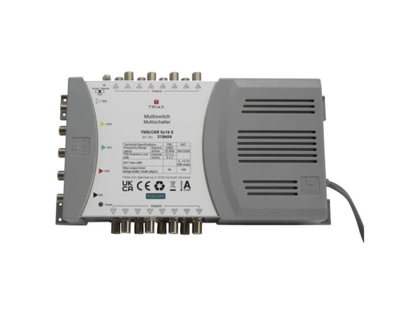 Triax 318604, 5 lähtöä, 16 tuloa, 950 - 2200 MHz, 47 - 694 MHz, 1.0, 2.0, 180 - 264 V