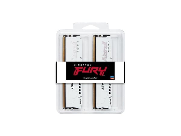 Kingston FURY Beast - DDR5 - sett - 32 GB: 2 x 16 GB - DIMM 288-pin - 5600 MT/s / PC5-44800 - CL36 - 1.25 V - ikke-bufret - on-die ECC - hvit