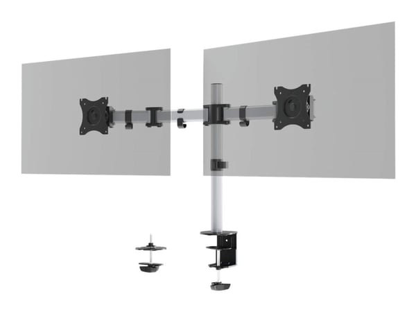 DURABLE SELECT - Monteringssett (leddarm, klemme, søyle, boltefeste) - for 2 LCD-skjermer - plastikk, aluminium, stål - sølv - skjermstørrelse: 13"...