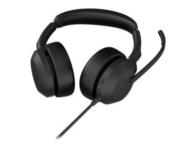 Jabra Evolve2 50 UC Stereo - Headset - på örat - kabelansluten - aktiv brusradering - USB-A - svart - Zoomcertifierad, Cisco Webex Certified, Optim...