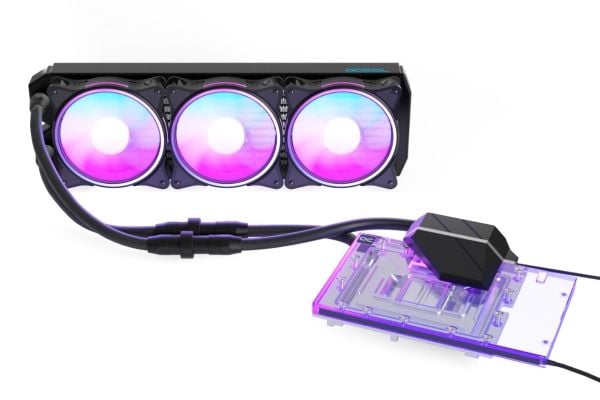 Alphacool Eiswolf 2 AIO, Alt-i-ett væskekjøler, 12 cm, 119,8 m³/t, Sort, Gjennomsiktig