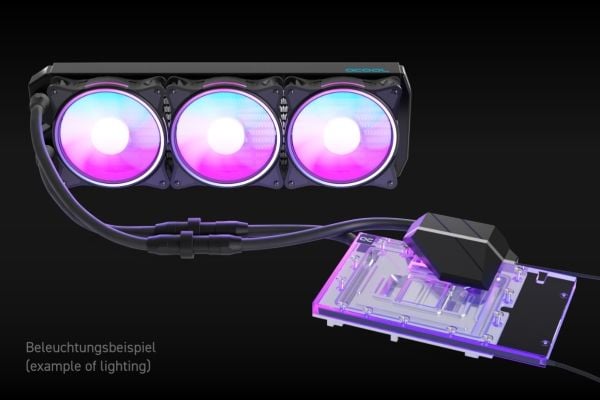 Alphacool Eiswolf 2 AIO, Alt-i-ett væskekjøler, 12 cm, 119,8 m³/t, Sort, Gjennomsiktig