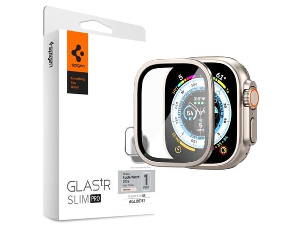 Spigen AGL06161, Näytönsuoja, Älykello, Titaani, Apple, Watch Ultra (49mm), Metalli, Karkaistu lasi