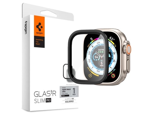 Spigen AGL06163, Näytönsuoja, Älykello, Musta, Apple, Watch Ultra (49mm), Metalli, Karkaistu lasi
