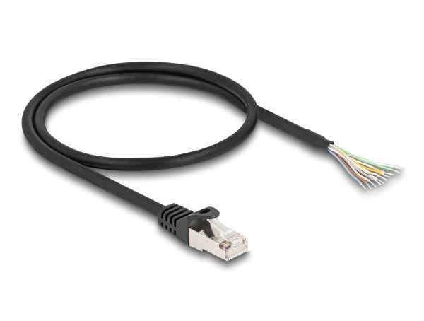 Delock - Nettverkskabel - RJ-50 (hann) til uisolert tråd - 50 cm - S/FTP - formstøpt, uten hindringer - svart