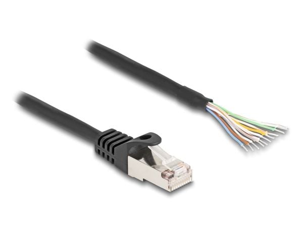 Delock - Nettverkskabel - RJ-50 (hann) til uisolert tråd - 3 m - S/FTP - formstøpt, uten hindringer - svart