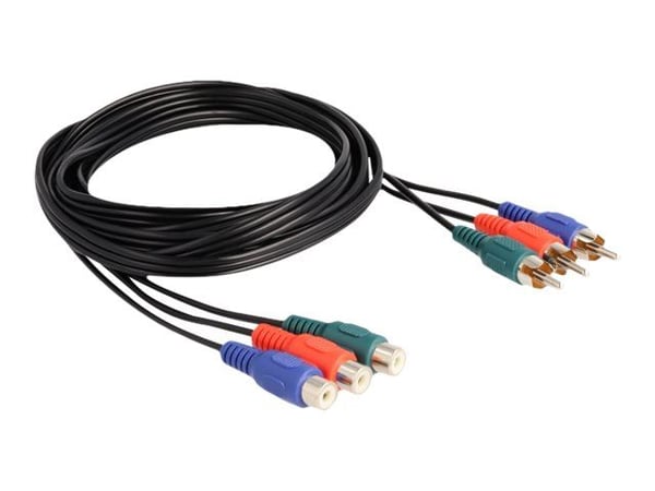 Delock - Videoforlengelseskabel - kombinasjon av video/RGB - RCA hann til RCA hunn - 3 m - svart Delock - Videoforlengelseskabel - kombinasjon av video/RGB - RCA hann til RCA hunn - 3 m - svart