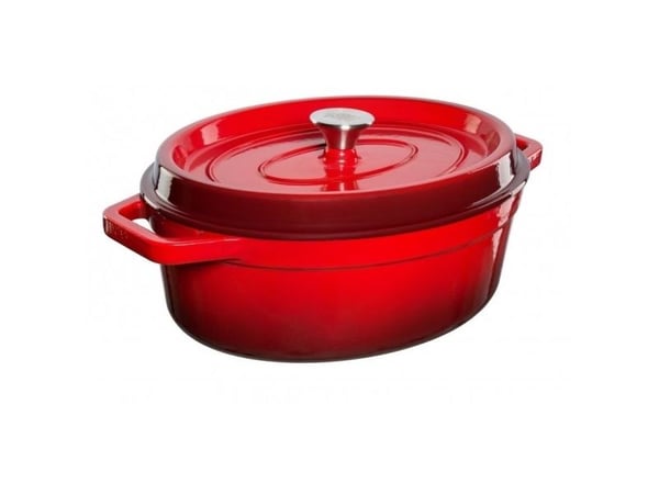 Sourcing Grand Feu Oval, grytetype med lokk, 5,6 l kapasitet, rød farge